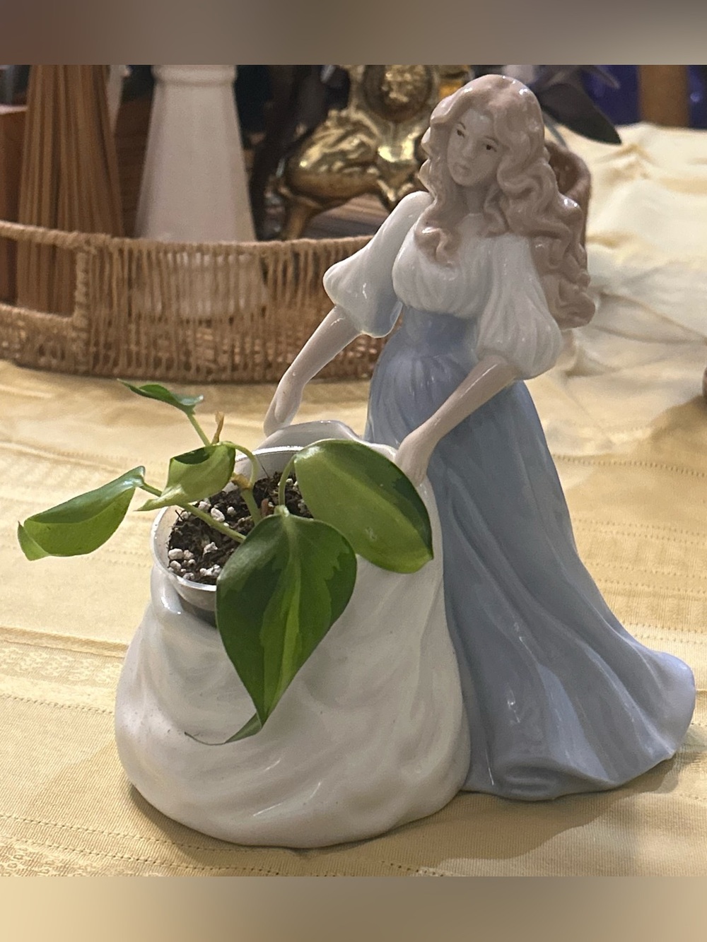 Vintage 1994 House of Lloyd "Maiden Girl" Porcelain Figurine Planter